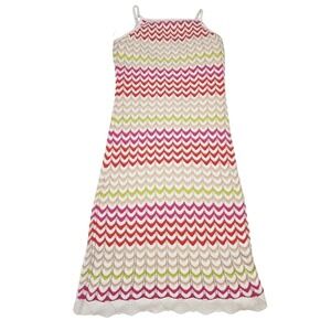 Rachel Zoe Knit Crochet Maxi Dress Sz L Chevron Boho Summer Beach Festival